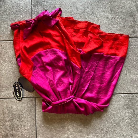 NWT Scoop Women's Halter Top Color Block Midi Dress with Tie at Waist - Picture 6 of 6